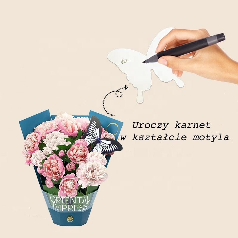Kartka Pocztowa Okolicznościowa 3D Pop-up Kwiaty - Duży Bukiet Piwonie