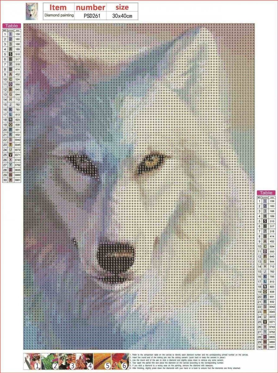 Haft Diamentowy Biały Wilk 30x40 cm