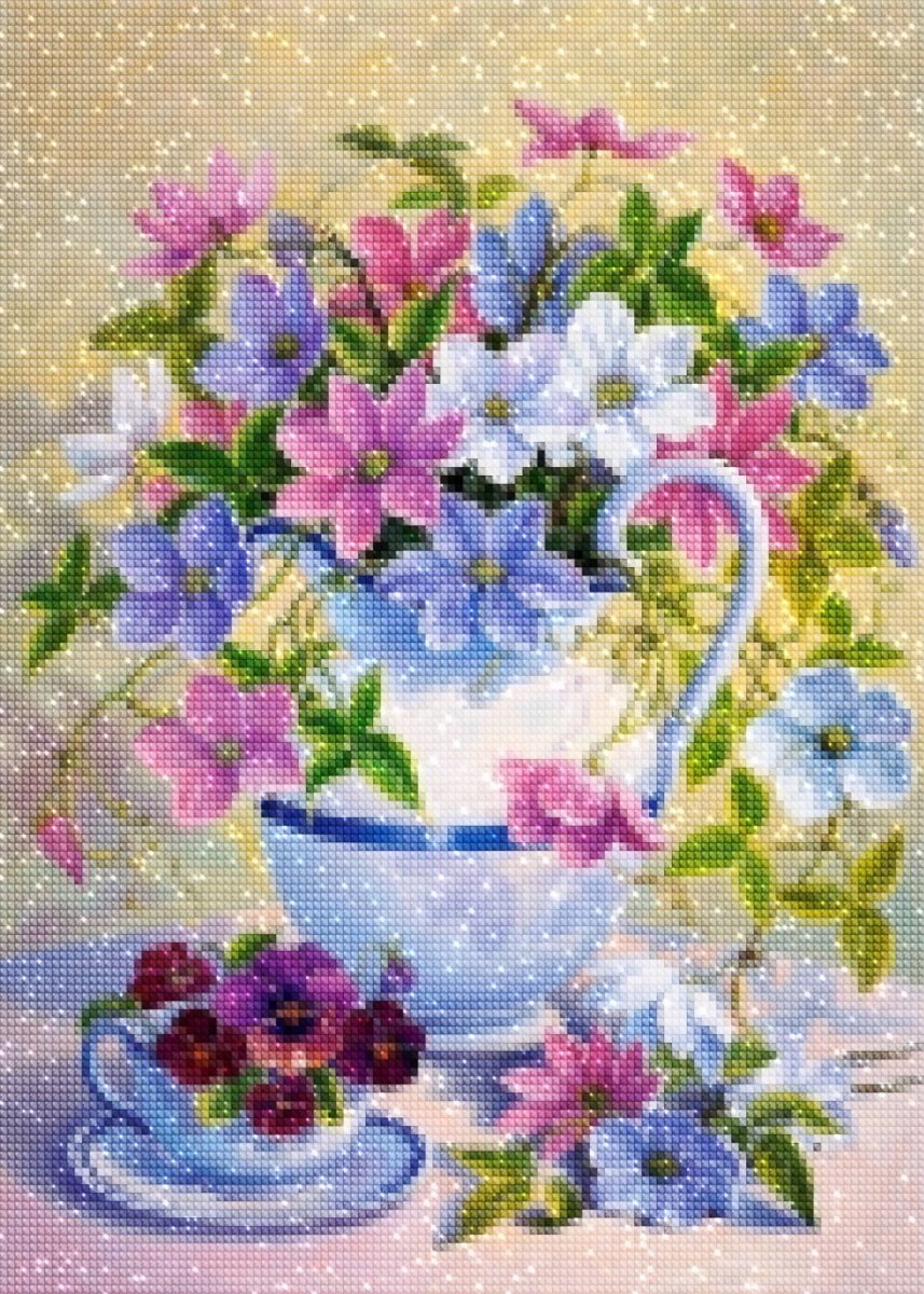 Haft Diamentowy Wdzięczne Powojniki 40x50