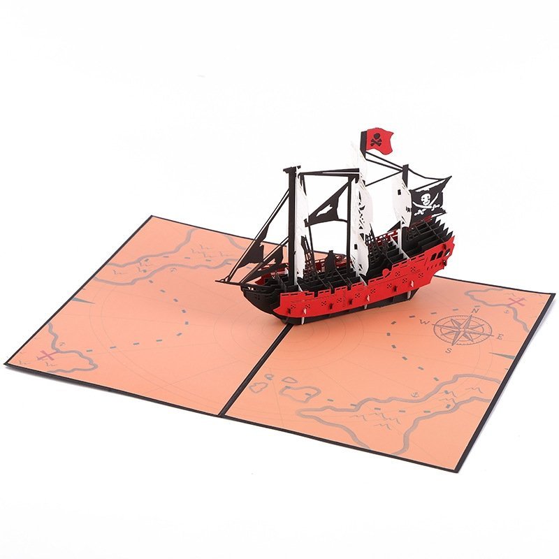 Kartka Pocztowa Okolicznościowa 3D Pop-up Piracki Statek