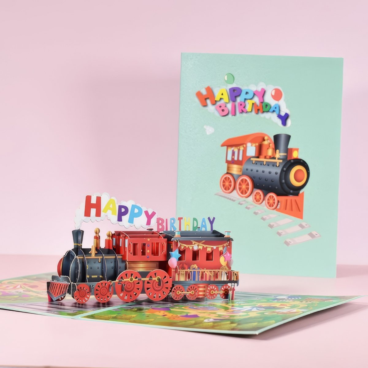 Kartka Pocztowa Okolicznościowa 3D Pop-up Urodziny - Pociąg