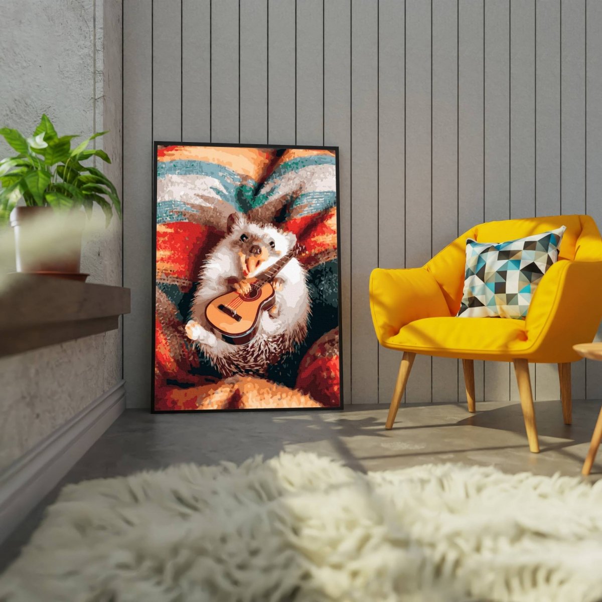 Malowanie Po Numerach Zestaw Jeż z Gitarą 40x50