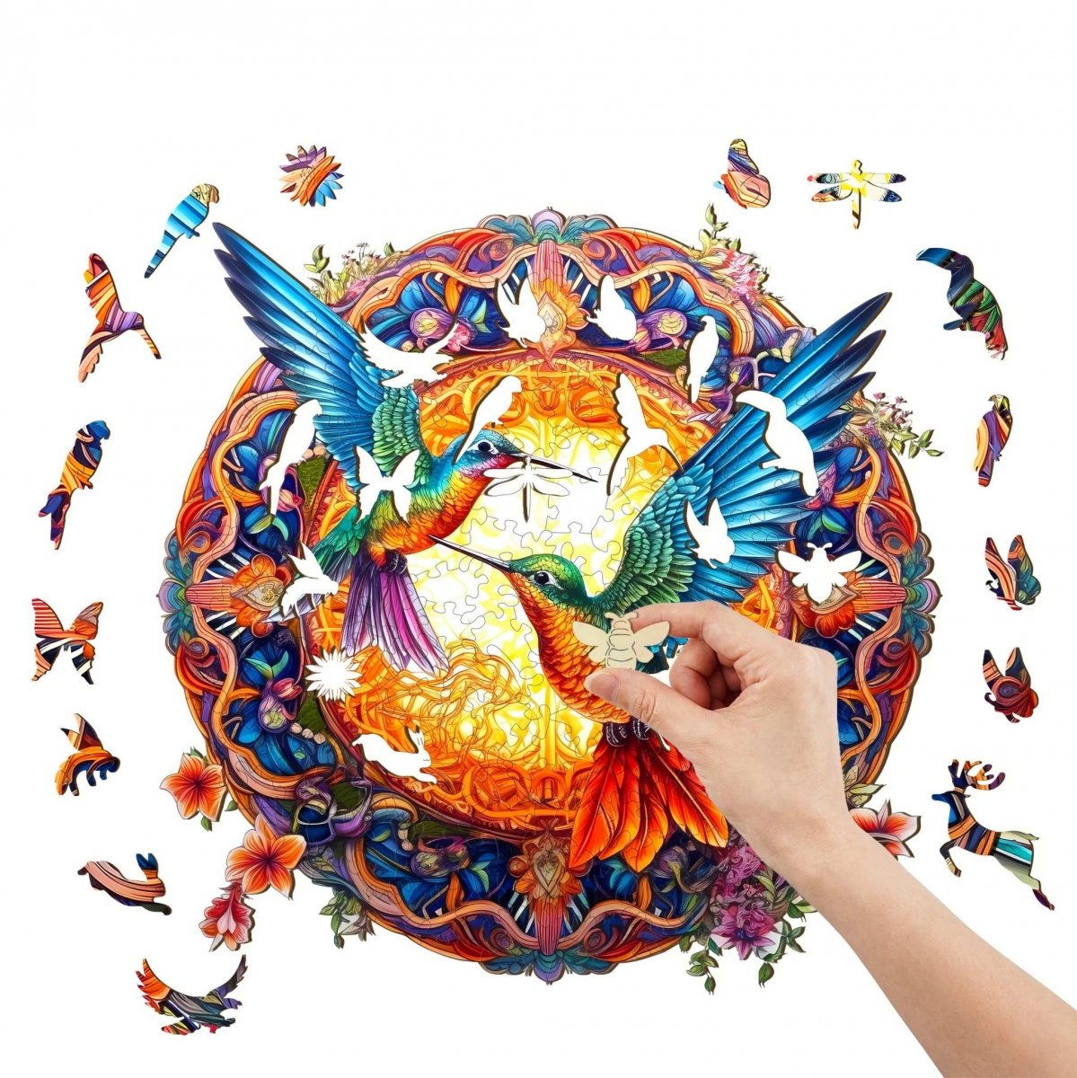 Puzzle Drewniane Mandala Kolibrów S