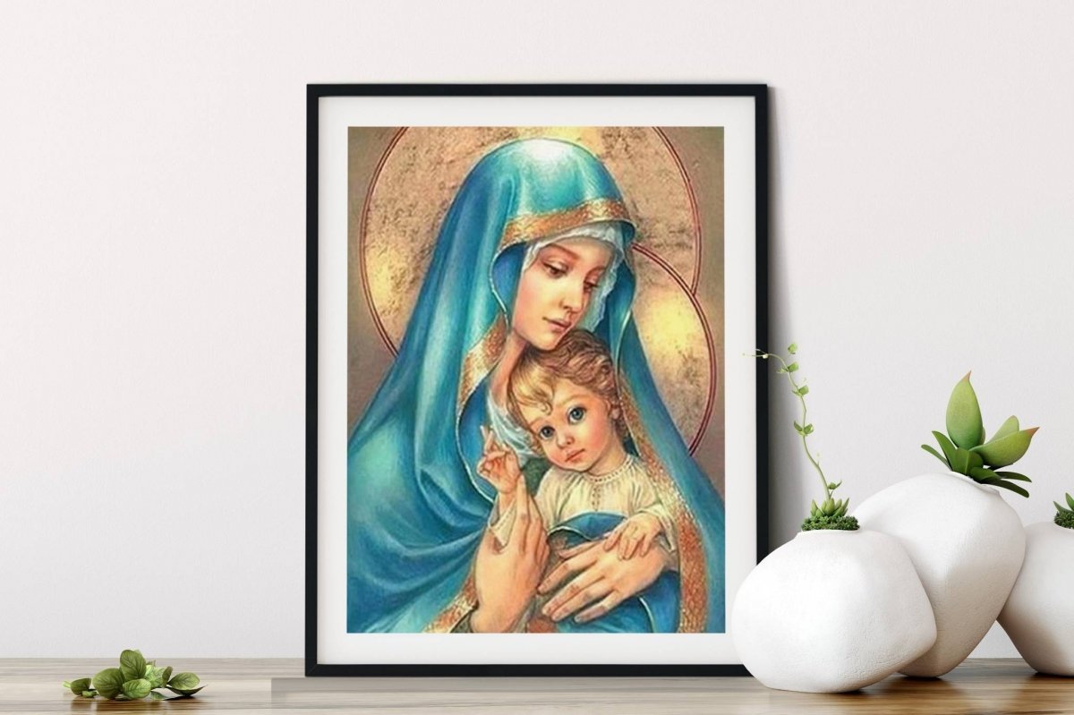 Haft Diamentowy Matka Boska z Dzieciątkiem 45x55 K