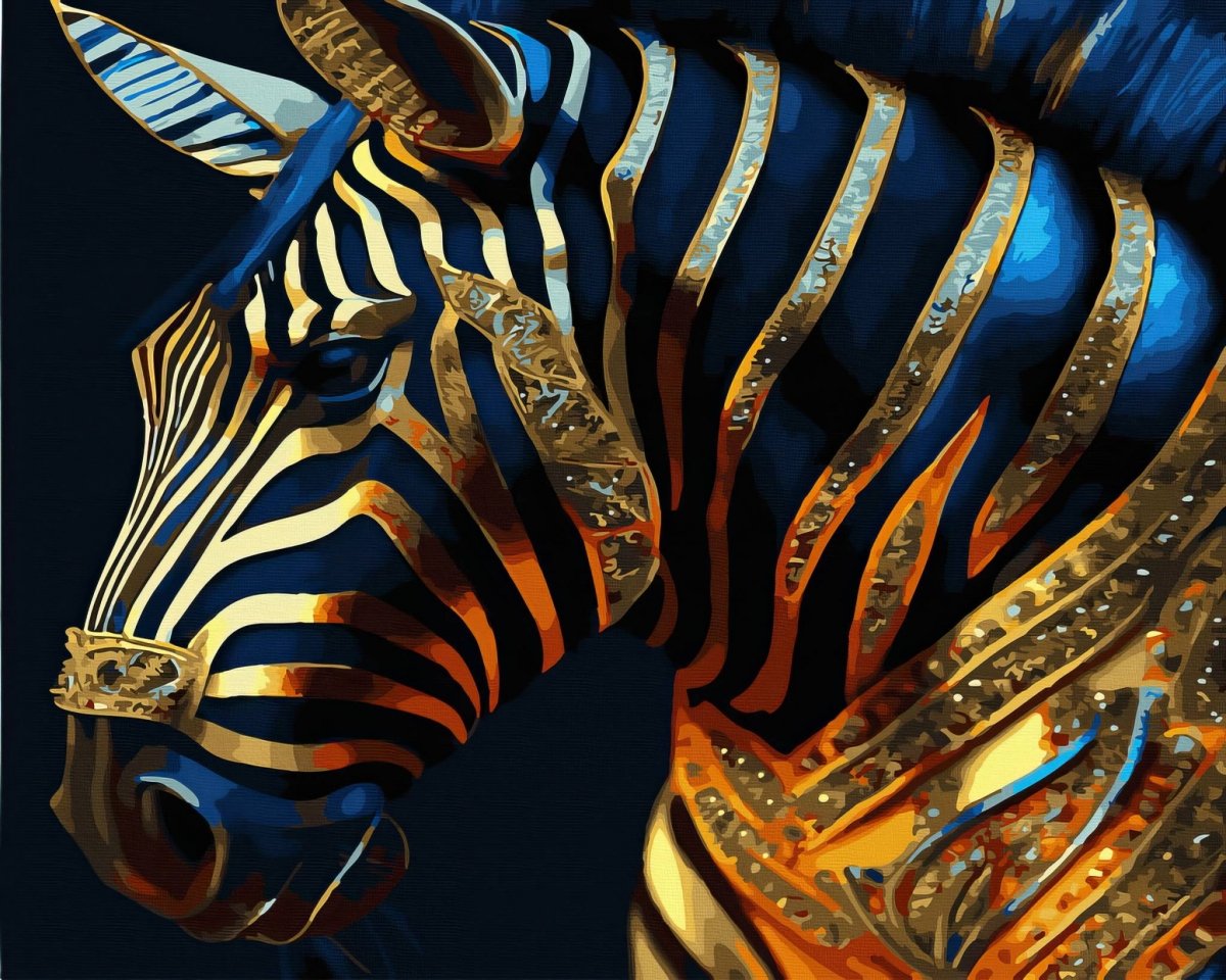 Malowanie Po Numerach Zestaw Pozłacana Zebra 40x50 Złota Farba
