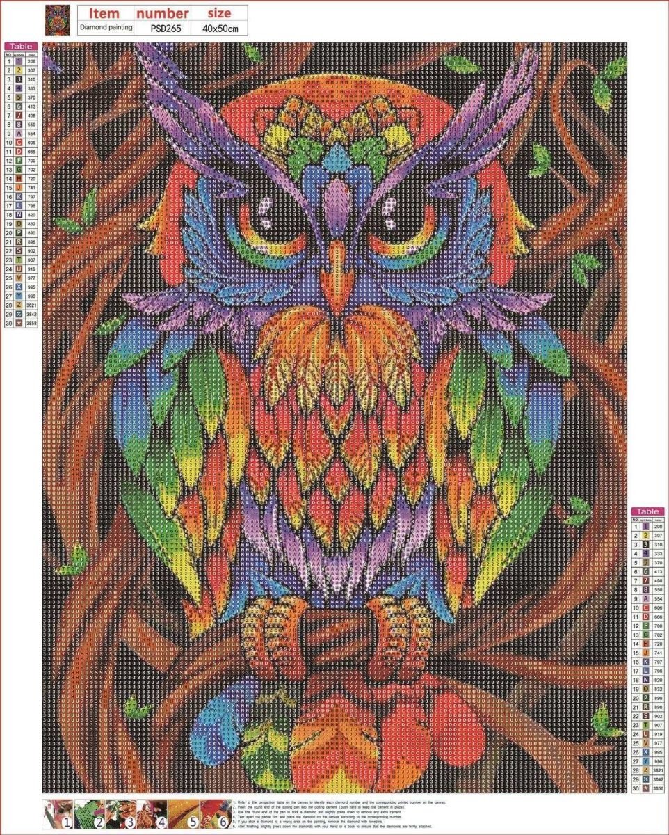 Haft Diamentowy Niebieska Sowa 2 40x50 cm