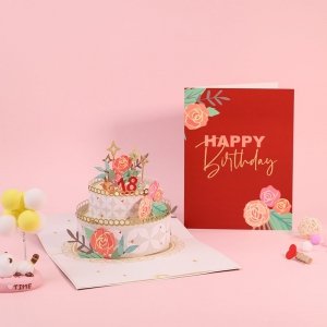Kartka Pocztowa Okolicznościowa 3D Pop-up Urodziny Urodzinowy Tort