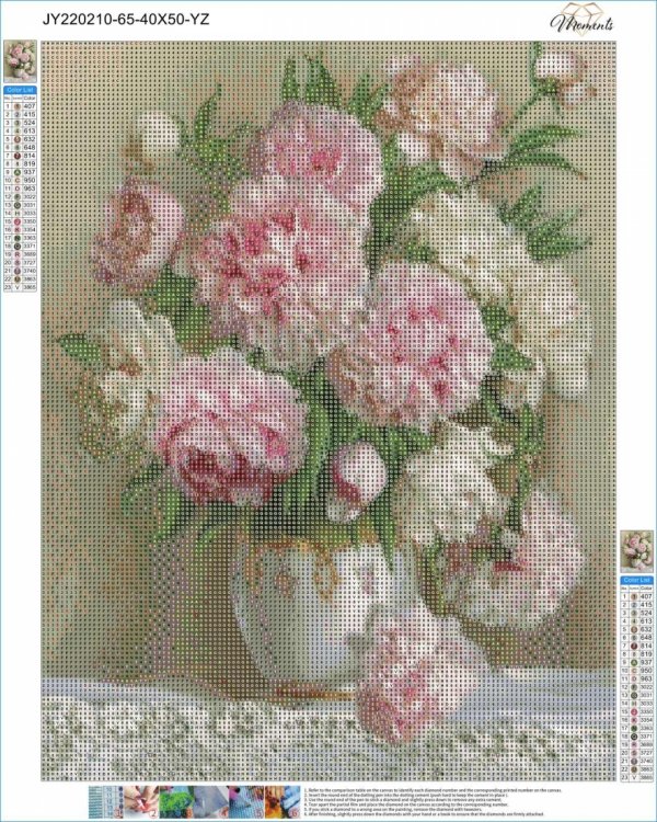 Haft Diamentowy Delikatny Róż 40x50