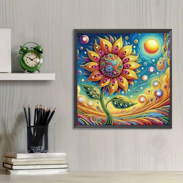 Haft Diamentowy Świetlisty Słonecznik 30x30 cm