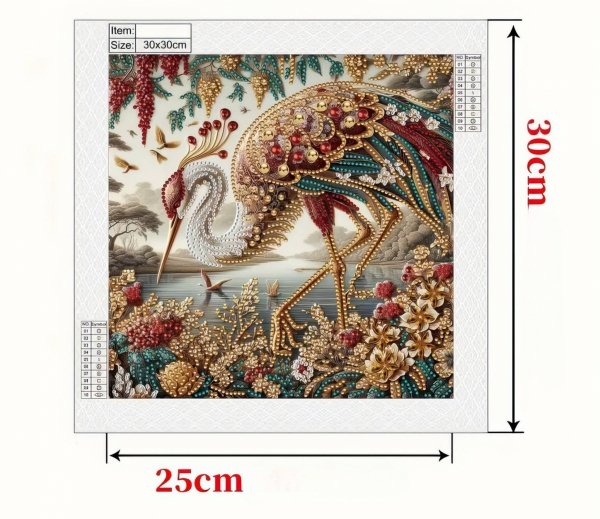 Haft Diamentowy Złoty Żuraw 30x30 cm