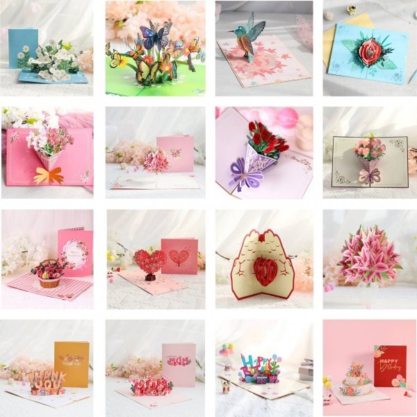 Kartka Pocztowa Okolicznościowa 3D Pop-up Walentynki - Różane Serce