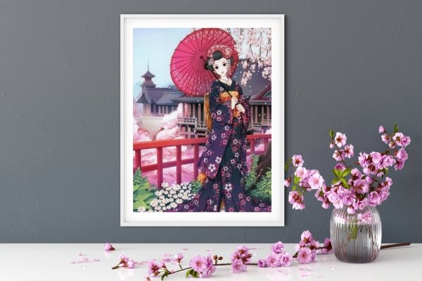 Haft Diamentowy Japońska Kobieta 2 45x55