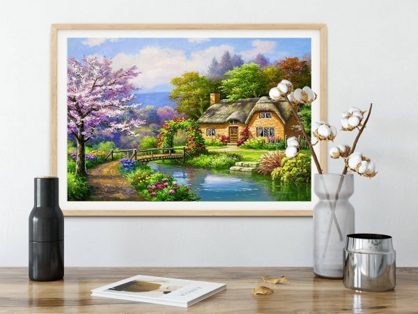 Haft Diamentowy Wiosenny Domek