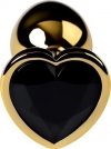 Metal Gold klasyczna wtyczka analna z czarnym kryształkiem serce