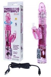 Throbbing Butterfly Wibrator z motylkiem i funkcją UP&DOWN - USB
