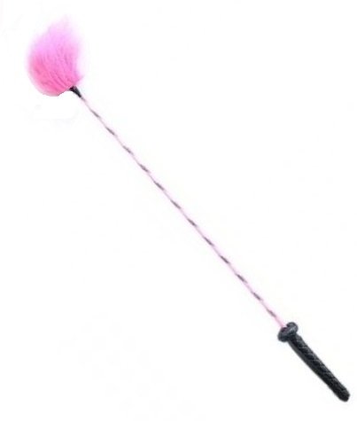 Długa szpicruta z różowym piórkiem Riding Crop