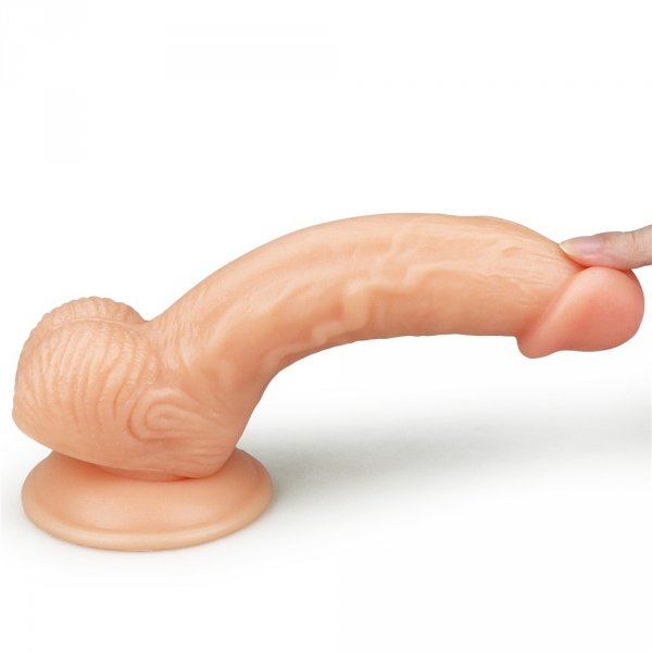Dildo Ultra Soft Dude Long penis na przyssawkę wygięty