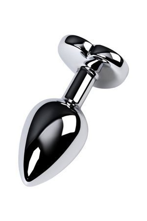 Metal Silver klasyczna mała wtyczka analna z czarnym kryształkiem serce