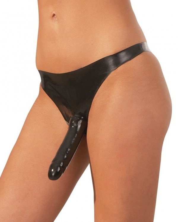 Strap-on LateX Double Dong czarny lateks