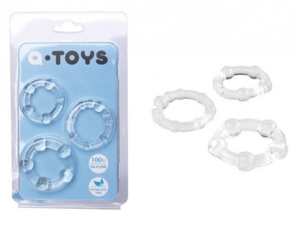 A-Toys Clear zestaw trzech ringów na penisa