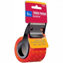 Taśma pakowa 48 mm x 25 m 62 mikr. krystal. ze zrywaczem, Tetis