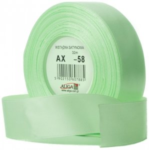 Wstążka satynowa blado-zielona 25 mm 32 mb. AX25-58, Aliga