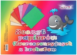 Zeszyt papierów kolorowych fluorescencyjnych z brokatem B4 ZBF-0280, Aliga