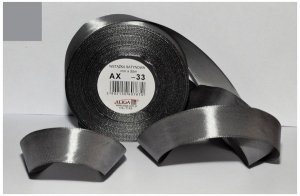 Wstążka satynowa szara 12 mm 32 mb. AX12-33, Aliga