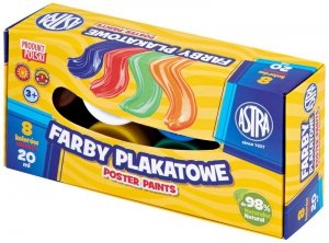 Farby plakatowe 8-kol. 20 ml Standard box., Astra