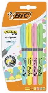 Zakreślacz Higlighter Grip 4-kol. pastelowe kolory, BiC