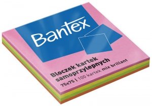Notes samoprzylepny   75 x 75 100k mix kolorów, Bantex