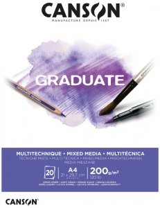 Blok szkicowy A4 20 k. 200g Graduate MixMedia White, Canson