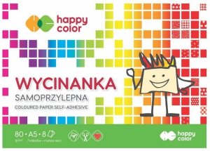 Blok wycinanka  samoprzylepna A5 8ark 80g., Happy Color