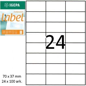 Etykiety 70 x 37 mm 24 x 100 ark. Igepa Label