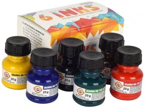 Tusz kreślarski mix 6-kol. po 20g. 141730, Koh-I-Noor