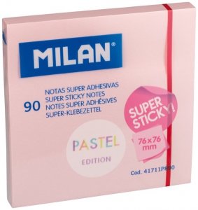Karteczki pastel 76x76mm różowe 90szt., Milan