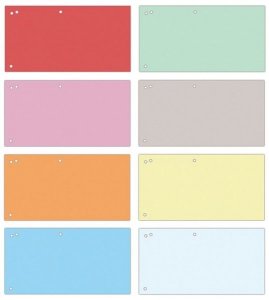 Przekładki karton, 1/3 A4, 240x105mm, 100szt, mix kolorów, Office Products