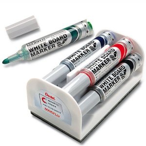 Marker suchościeralny 4-kol. + gąbka MWL5M, Pentel