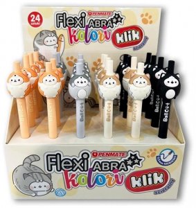 Długopis ścieralny Flexi Abra Kolori Klik Ball Cat niebieski, Penmate