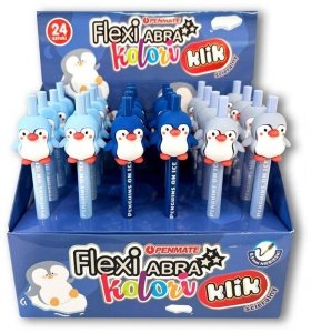 Długopis ścieralny Flexi Abra Kolori Klik Peguin niebieski, Penmate