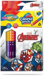 Kredki ołówkowe trójkątne 12/24-kol. dwukolorowe Disney Kids Colorino Avengers, Patio
