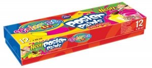 Farby plakatowe 12-kol. 20 ml neonowe Colorino Kids, Patio