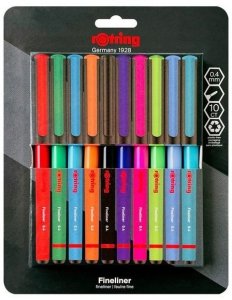 Komplet cienkopisów Liner 0,4 mix 10szt,  Rotring