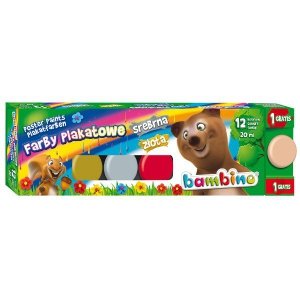 Farby plakatowe 12-kol. 20 ml. Bambino, St.Majewski