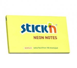 Notes samoprzylepny 76 x 127 mm neon-żółty , Stick`n
