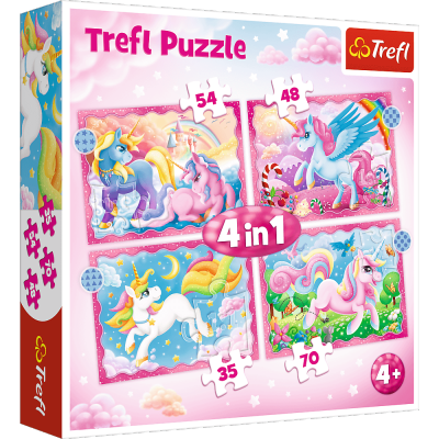 Puzzle 4w1 (12,15,20,24) Jednorożce i magia 34389