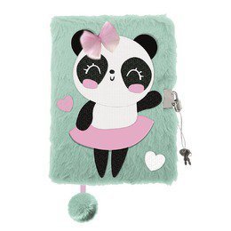 Pamiętnik A5 Włochacz z kłódką 3D My Little Friend Panda Ballerina 96 k.