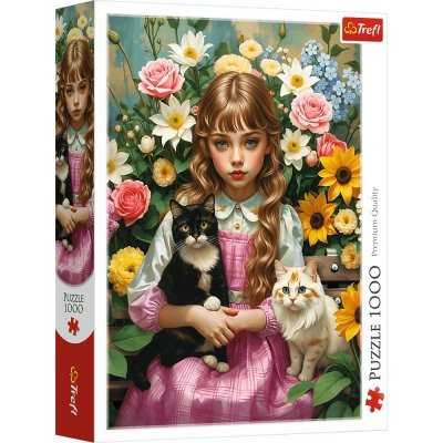 Puzzle 1000 Dziewczynka z kotami 10976