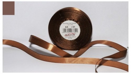 Wstążka satynowa szaro-brązowa 6 mm 32 mb. AX06-31, Aliga