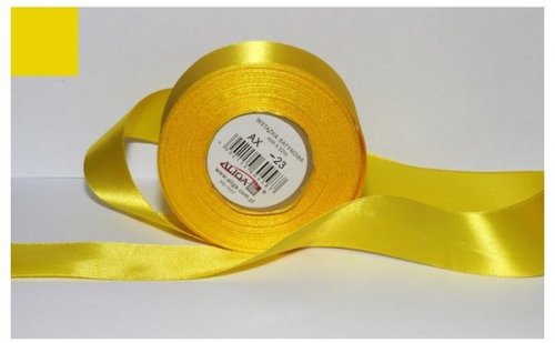 Wstążka satynowa żółta 6 mm 32 mb. AX06-23, Aliga